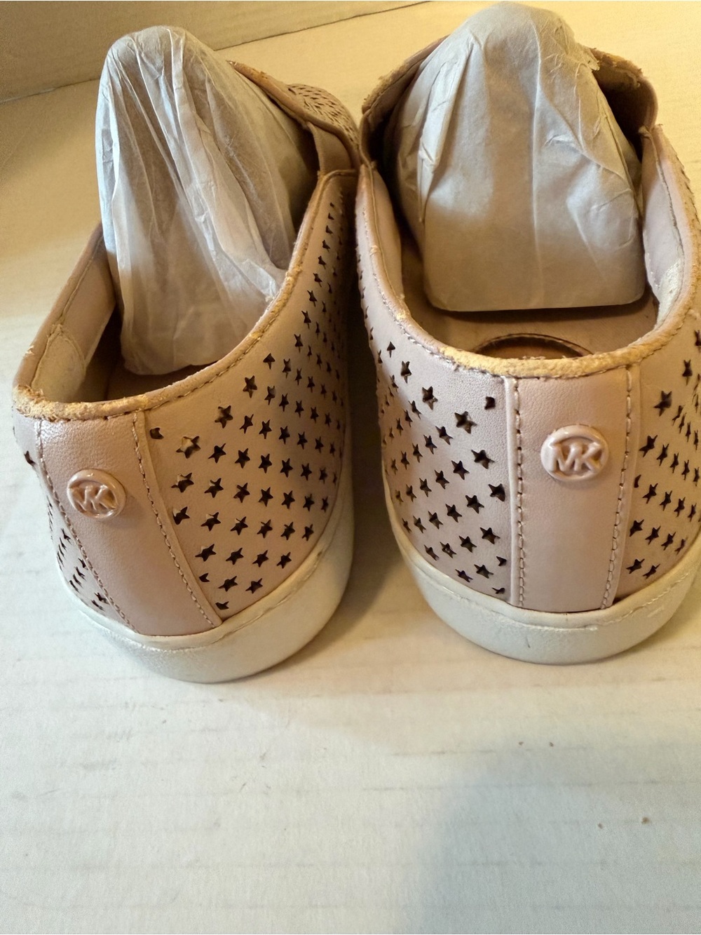 Michael Kors Women's Blush Pink Star-Perforated Slip-On Sneakers 9 - Picture 3 of 6